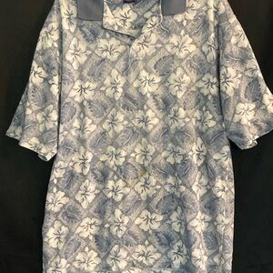 Pendleton Blue and White Floral Polo Shirt